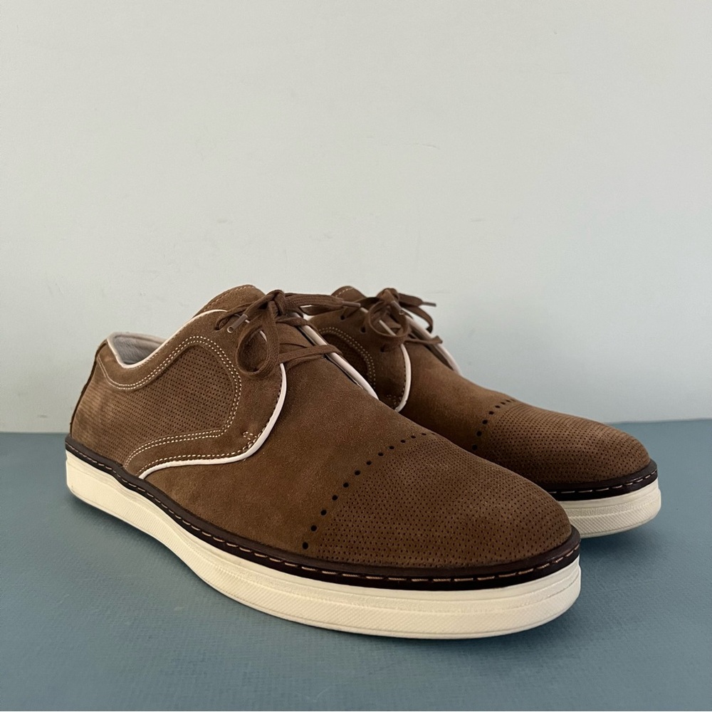Johnston & Murphy Denby Camel Brown Suede Cap Toe Lace Up Oxford‎ Shoes